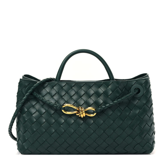 BOTTEGA VENETA Nappa Intrecciato Small East West Andiamo Shoulder Bag Emerald Green