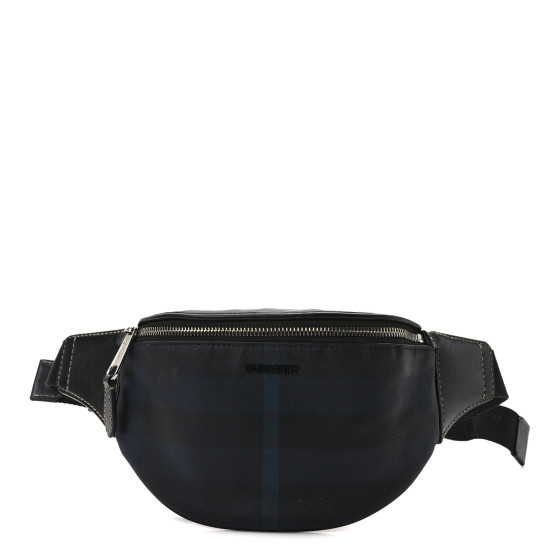 BURBERRY E-canvas Check Cason Mini Bum Bag Navy Blue