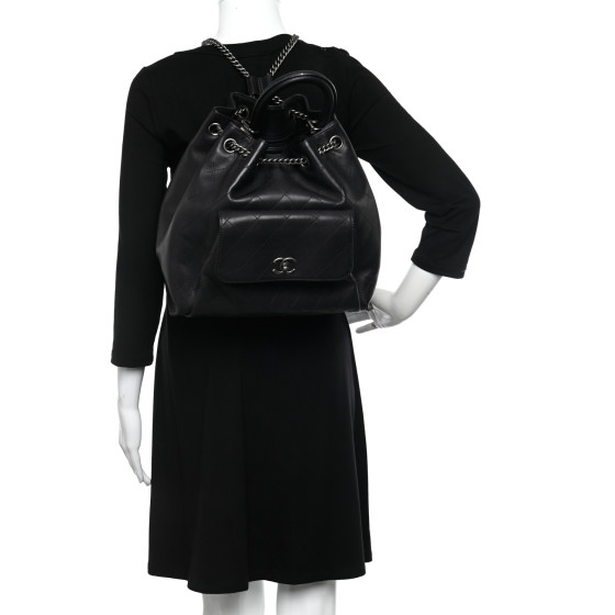 CHANEL Calfskin Stitched Large Urban Luxury Drawstring
