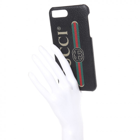 GUCCI Rubber Gucci Print iPhone 7/8 Plus Case Black 440296