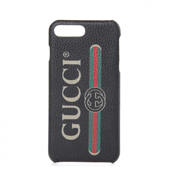 GUCCI Rubber Gucci Print iPhone 7/8 Plus Case Black 440296