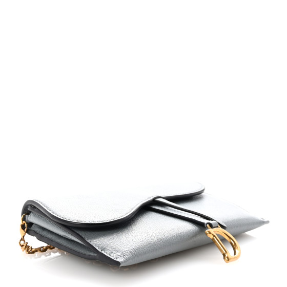 Dior Saddle Wallet on Chain 財布バッグ CHRISTIAN DIOR Goatskin Saddle Chain Wallet Pouch Cloud Blue