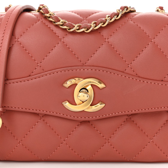 【ヴィンテージ】Rank:S☆Chanel Pink Series27 Coco Small Bag Chanel 22K Coco First Mini Flap Bag in Pink Calfskin with