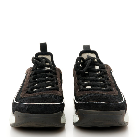 CHANEL Velvet Calfskin Mixed Fibers CC Sneakers 37 Black