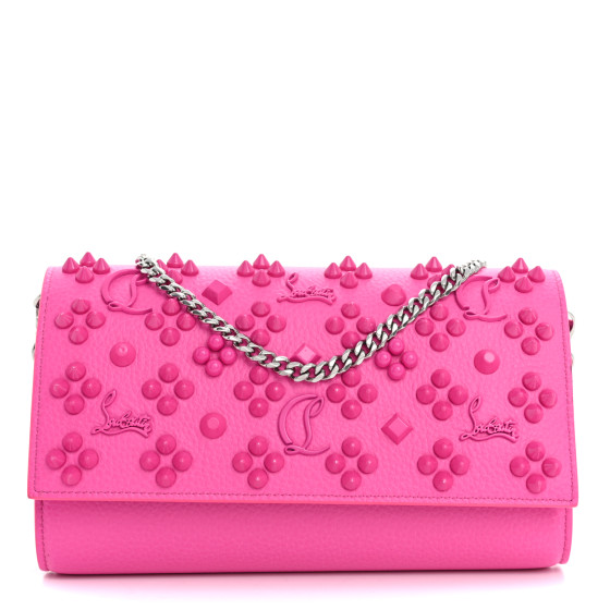 【関税送料込】Christian Louboutin Paloma Clutch Rose CHRISTIAN LOUBOUTIN Calfskin Spikes Loubinthesky Paloma