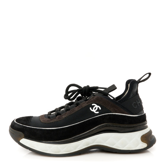 完売間近★関税込み【CHANEL】スニーカー Velvet Black CHANEL Velvet Calfskin Mixed Fibers CC Sneakers 37 Black
