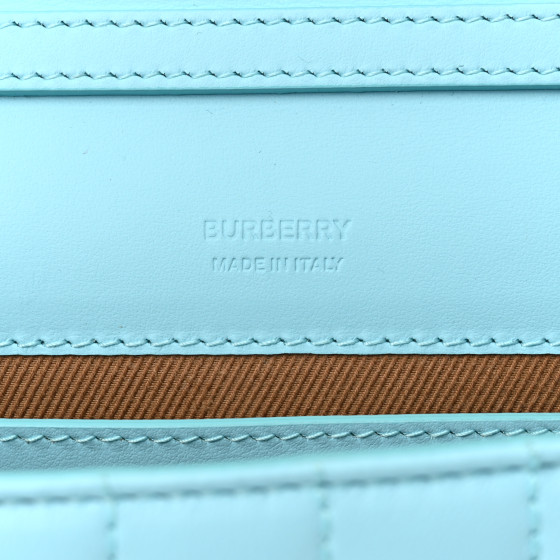 BURBERRY Lambskin Quilted Lola Clutch On Chain Cool Sky Blue