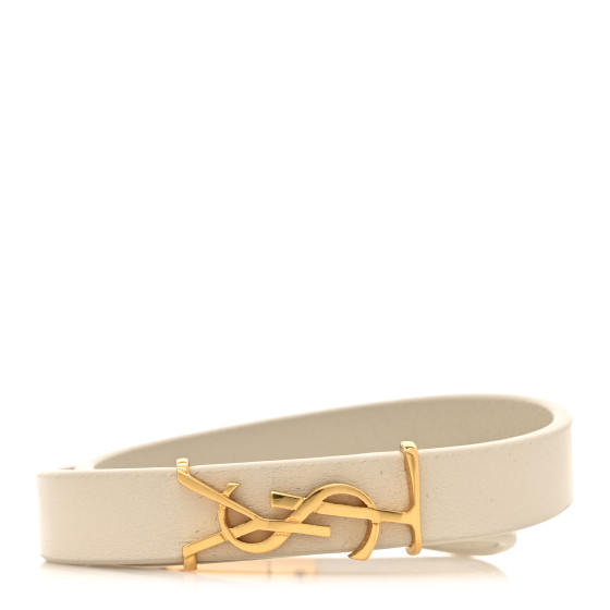 SAINT LAURENT Calfskin Opyum Double Wrap Bracelet Crema Soft