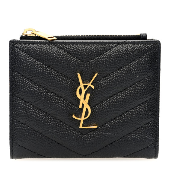 ■Saint Laurent■ Small Monogram Matelasse Wallet Black Gold Monogram zipped leather wallet in black - Saint Laurent