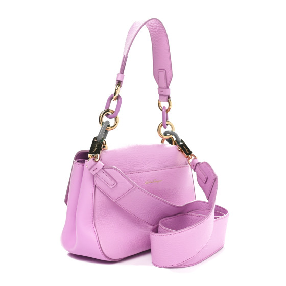 SALVATORE FERRAGAMO Calfskin Flower Flap Bag Pink 1653256