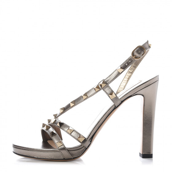 VALENTINO GARAVANI Metallic Nappa Rockstud Slingback High
