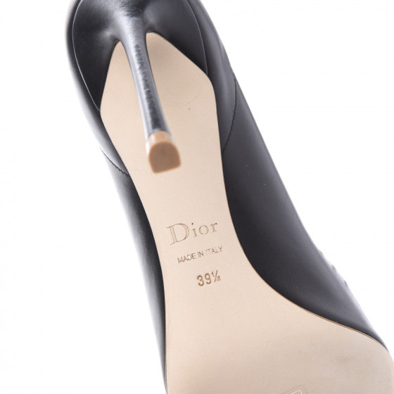 Christian Dior 黒 レザー ヒール 35.5 いオーストリッチ Christian Dior Black J'adior-Slingback Pumps - Size 35.5