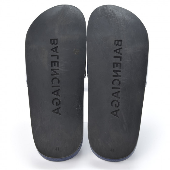 BALENCIAGA Nappa Political Campaign Logo Mens Pool Slide