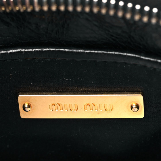 MIU MIU Vitello Shine Trapu Zip Crossbody Bag Black 1085879
