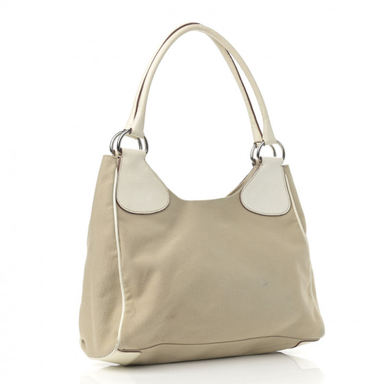 PRADA Canapa Moon Shoulder Bag Sabbia White 1082898