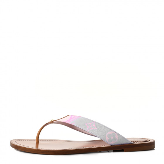 LOUIS VUITTON Monogram Sunny Flat Thong Sandals 38 Rose