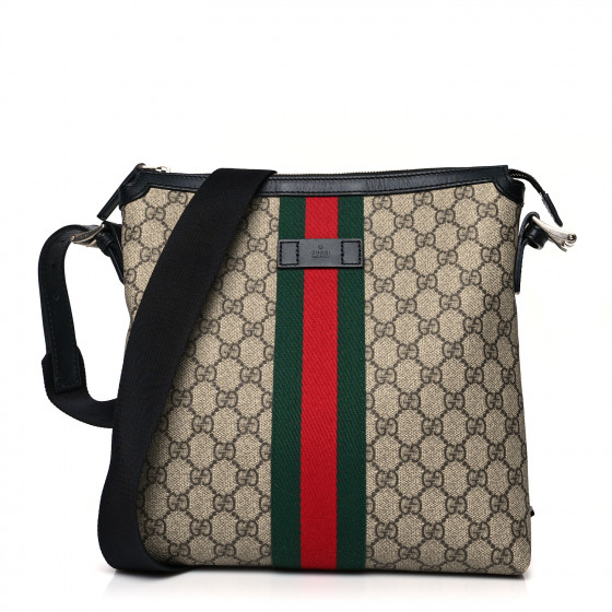 GUCCI GG Supreme Monogram Web Messenger Bag Black 1086520
