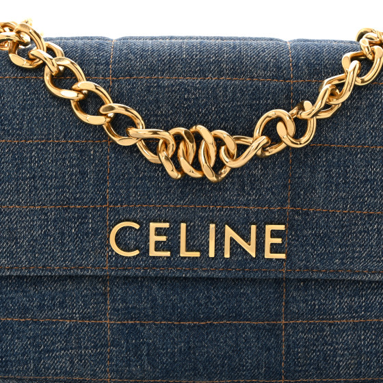 CELINE セリーヌ★Denim shoulder bag★デニムショルダーバッグ CELINE Denim Matelasse Chain Shoulder Bag Blue 1573244