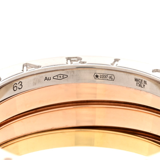 BULGARI 18K Rose White Yellow Gold B.Zero1 Three-Band Ring
