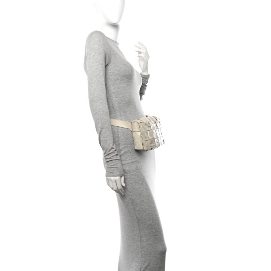 BOTTEGA VENETA Paper Calfskin Maxi Intreccio Cassette Crossbody Bag White