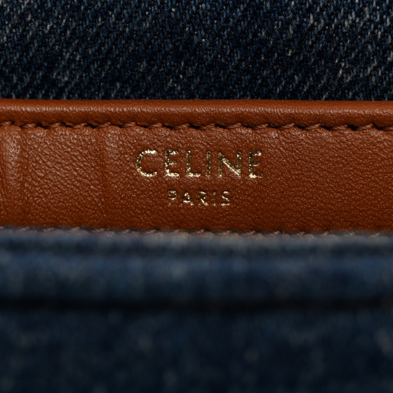 CELINE Denim Matelasse Chain Shoulder Bag Blue 1573244