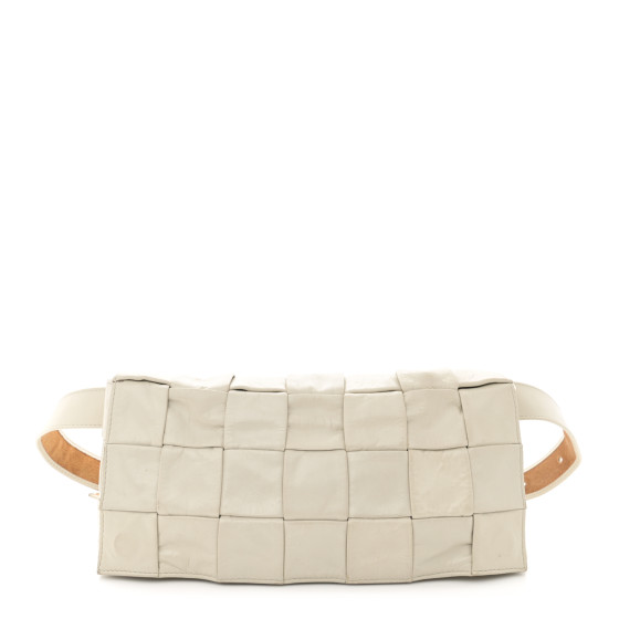 BOTTEGA VENETA Paper Calfskin Maxi Intreccio Cassette Crossbody Bag White