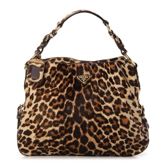 【関税＆送料込み】Prada Calf Hair Leopard Print Card Holde PRADA Calfskin Calf Hair Leopard Print Studded Chain