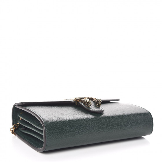 GUCCI Calfskin Garden Dionysus Chain Wallet Emerald 418984