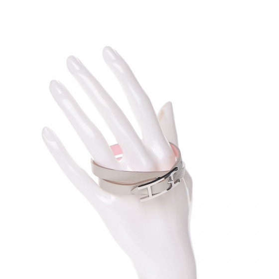 HERMES Swift Behapi Double Tour Bracelet T2 Rose Sakura Gris