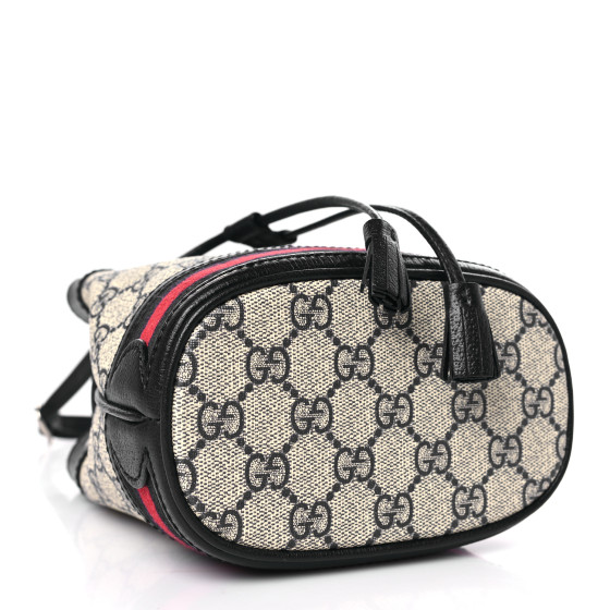 GUCCI GG Supreme Monogram Web Mini Ophidia Bucket Bag Beige