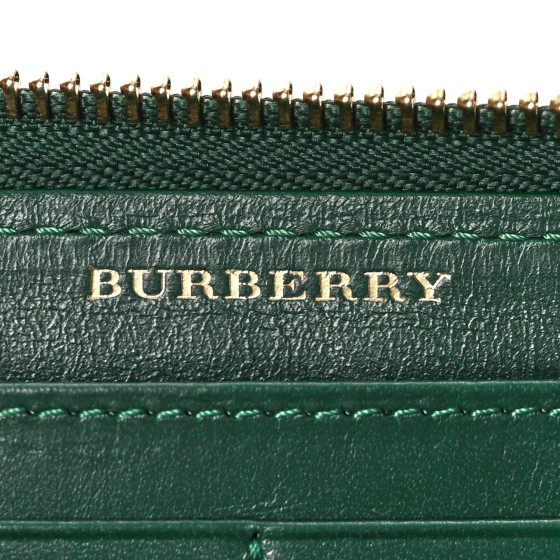 BURBERRY Haymarket Check Large Ziggy Zip Around Wallet Green