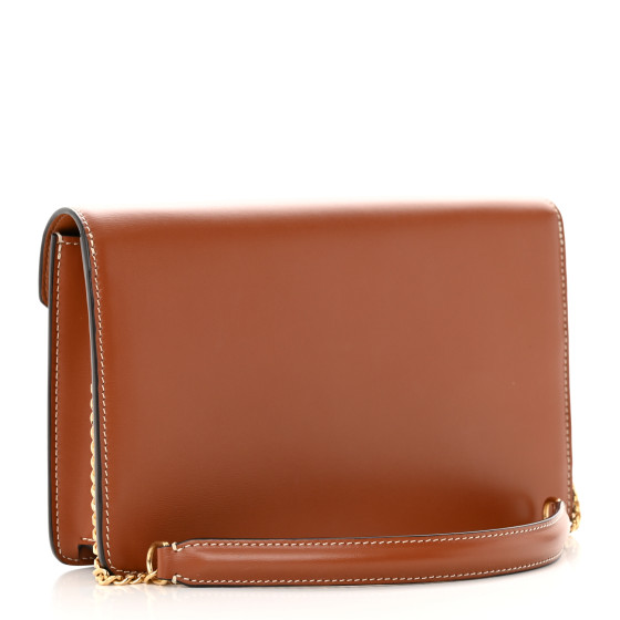 CELINE Shiny Calfskin Cuir Triomphe Wallet on Chain Tan