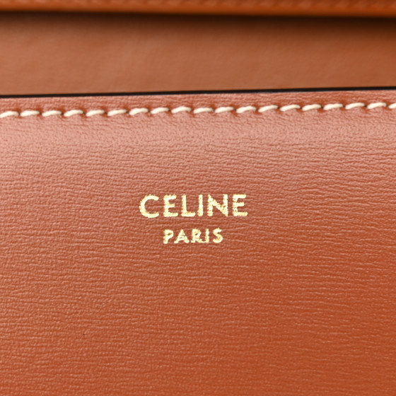 CELINE Shiny Calfskin Cuir Triomphe Wallet on Chain Tan
