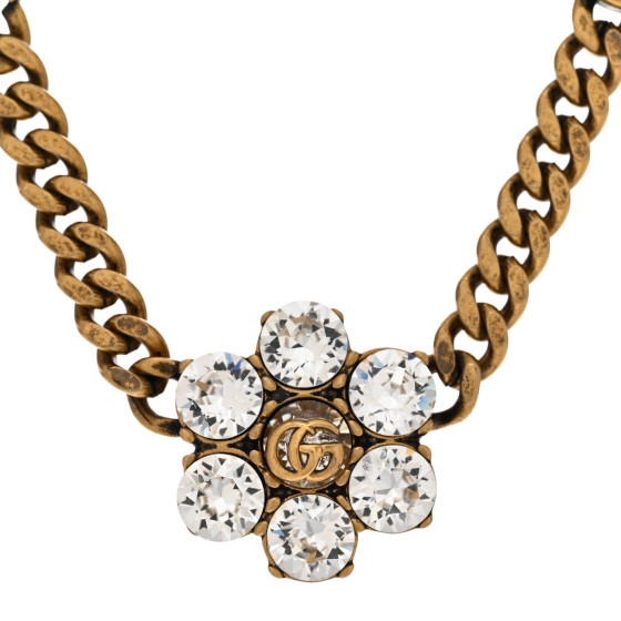 ネックレス・ペンダント Gold-plated l Double G Crystal Necklace Gucci Gold-plated Metal Double G Crystal Necklace - Runway