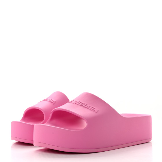 BALENCIAGA Rubber Chunky Platform Slide Sandals 36 Pink