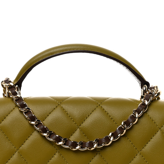 【CHANEL】small bag /phone holder with chain★グリーン CHANEL Lambskin Quilted Chanel 19 Flap Phone Holder With