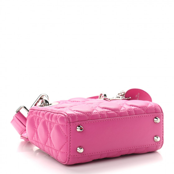 CHRISTIAN DIOR Lambskin Cannage Micro Lady Dior Pink 892617