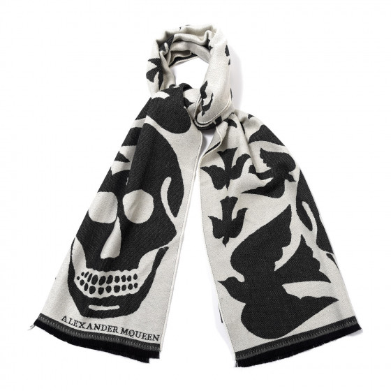 Alexander McQueen★素敵！CLOUDS SKULL Wool Scarf Muffler Alexander McQueen☆素敵！CLOUDS SKULL Wool Scarf Muffler