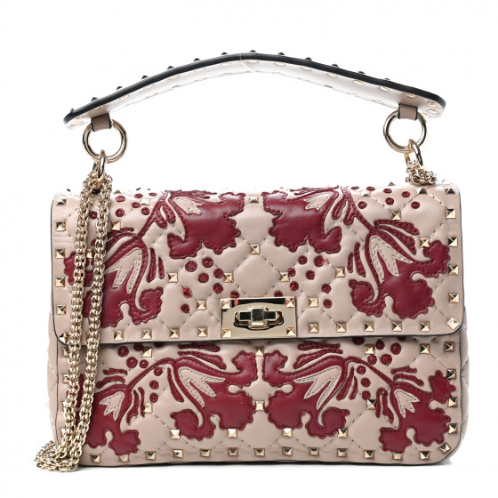 VALENTINO GARAVANI Nappa Flower Intarsia Medium Rockstud