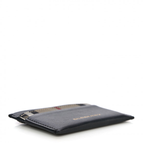 BURBERRY Calfskin Horseferry Check Izzy Card Case Black