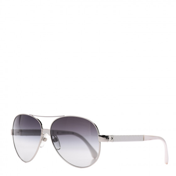 Chanel Silver Metal 4192 Aviator Sunglasses Quilted Leather Sleeves