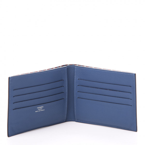 HERMES Evercolor Citizen Twill Compact Wallet Bleu de Galice