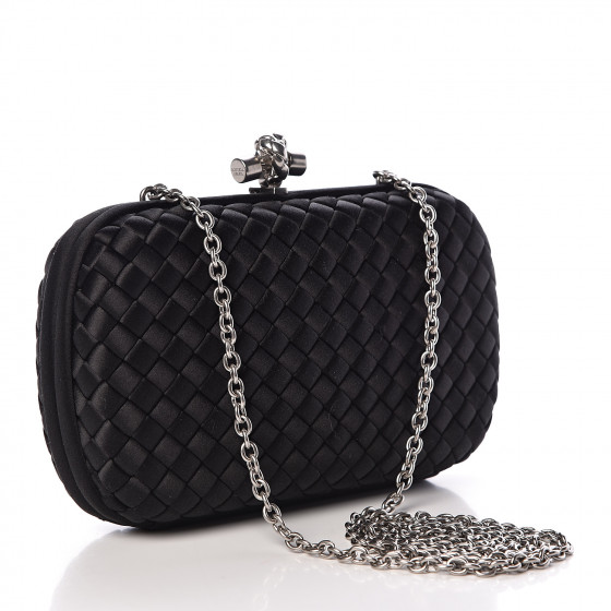BOTTEGA VENETA Satin Intreccio Impero Chain Knot Clutch