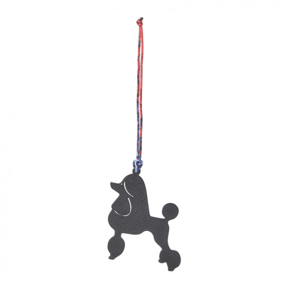 HERMES Togo Epsom Petit H Royal Poodle Bag Charm Black Bleu