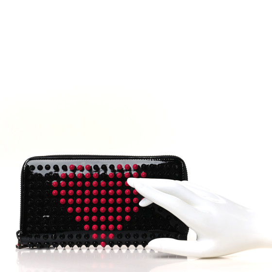 【関税負担】 CHRISTIAN LOUBOUTIN ZIP AROUND WALLET CHRISTIAN LOUBOUTIN Patent Panettone Spiked Valentines Zip