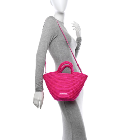 BALENCIAGA ibiza small ピンク BALENCIAGA Nylon Lambskin Woven Small Ibiza Basket With