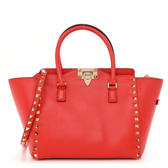 VALENTINO GARAVANI Vitello Small Rockstud Double Handle Tote