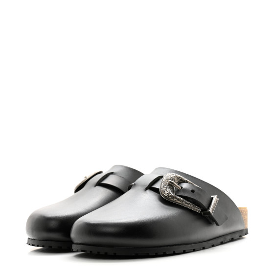 SAINT LAURENT Calfskin Buckle Jimmy Clog 38.5 Black 1533926