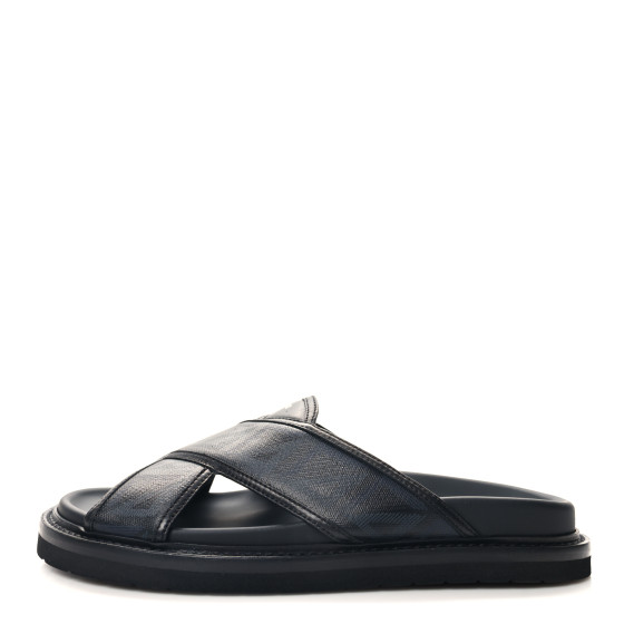 CHRISTIAN DIOR Coated Canvas CD Diamond Mens Aqua Sandal 40