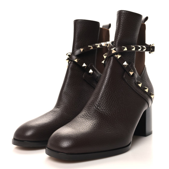 VALENTINO GARAVANI Pebbled Calfskin Rockstud Double Buckle
